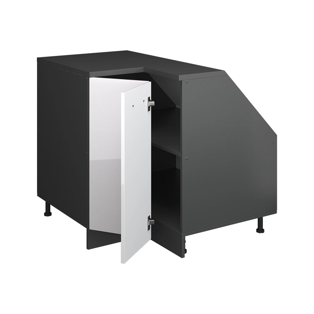 Mobile cucina angolare per sottotetto R-Line Bianco lucido/Antracite 75.6 cm con 1 porta, carcassa dell’armadio profondità 60 cm Vicco