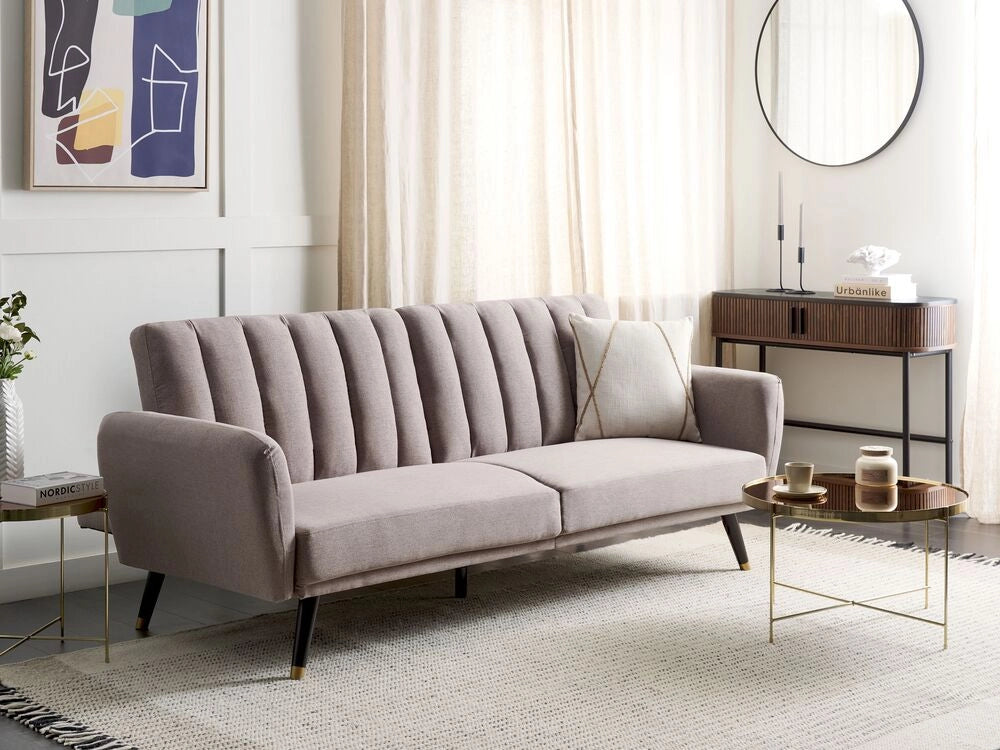 Divano letto 3 posti in tessuto marrone chiaro Tappezzeria Elegante Glam Moderno Soggiorno Camera Da Letto