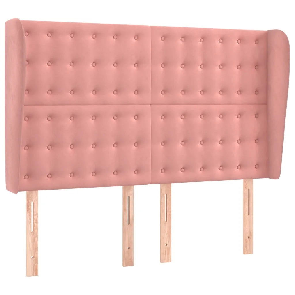 Testiera ad Orecchio-Testata con Orecchie Rosa 147x23x118/128 cm in Velluto 482166