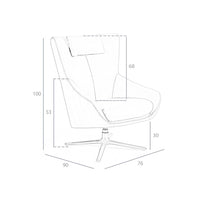 Poltrona girevole in pelle marrone cognac