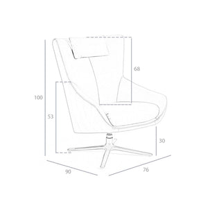 Poltrona girevole in pelle marrone cognac