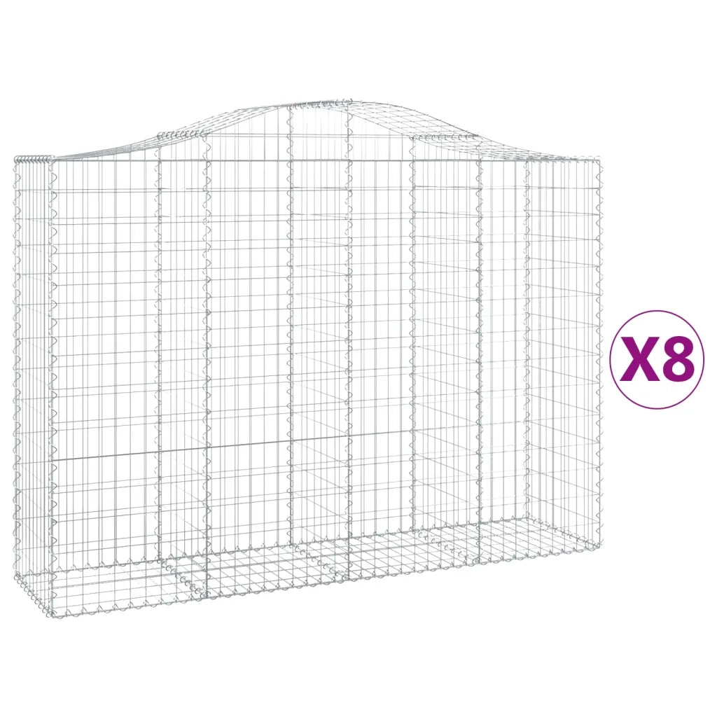 Cesti Gabbioni ad Arco 8 pz 200x50x140/160 cm Ferro Zincato