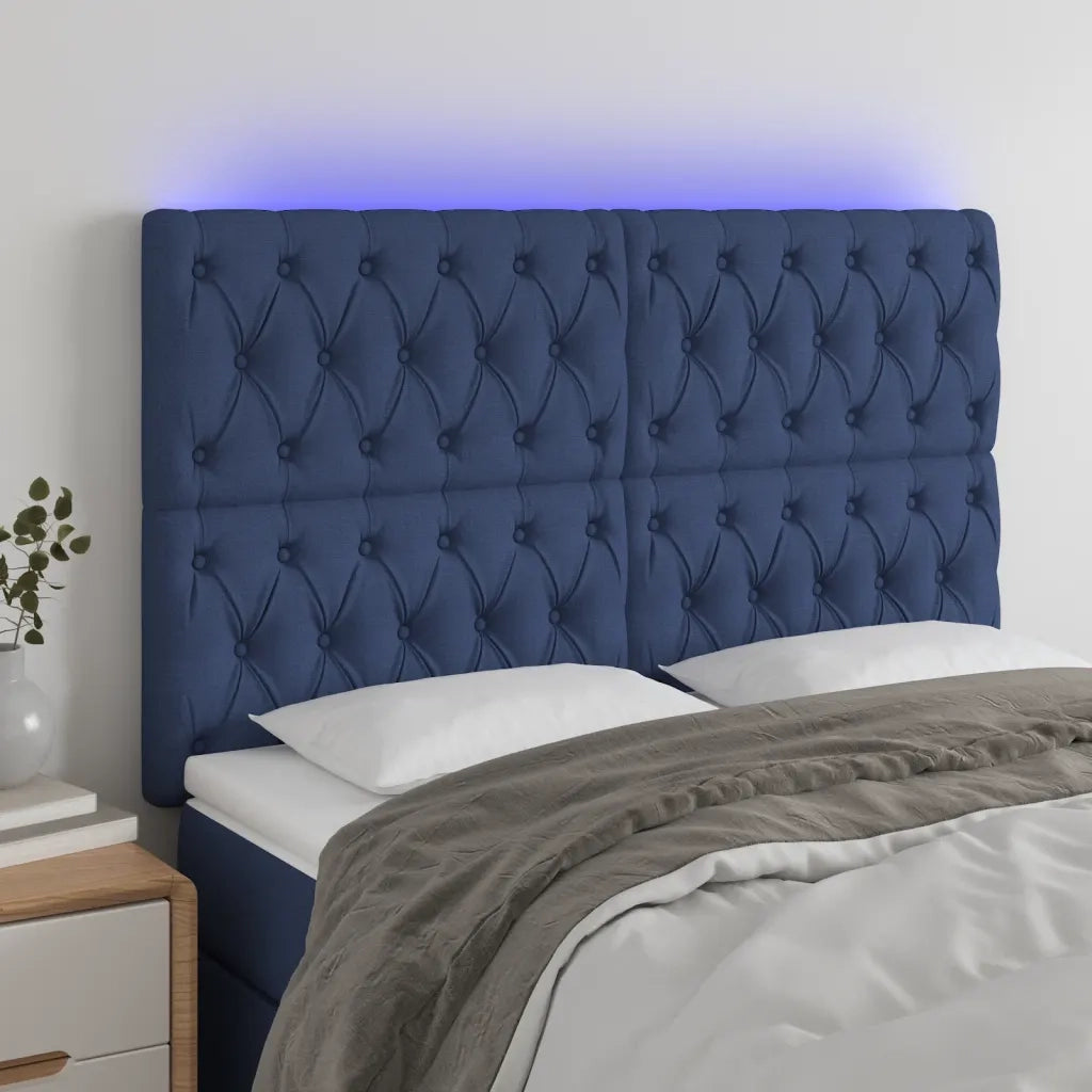 Testiera | Testata a LED Blu 144x7x118/128 cm in Tessuto
