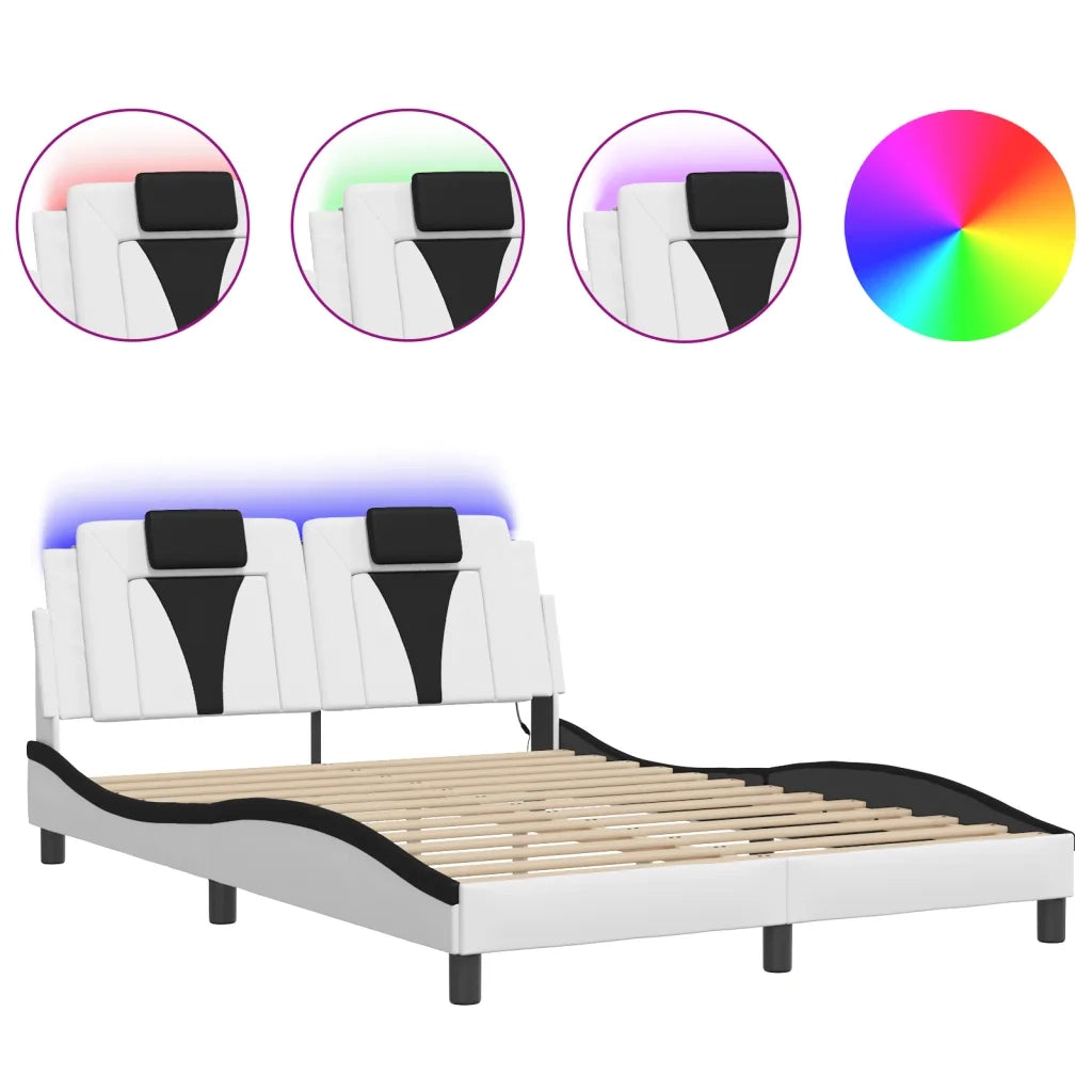 Giroletto con Luci LED Bianco e Nero 120x200 cm in Similpellecod mxl 92418