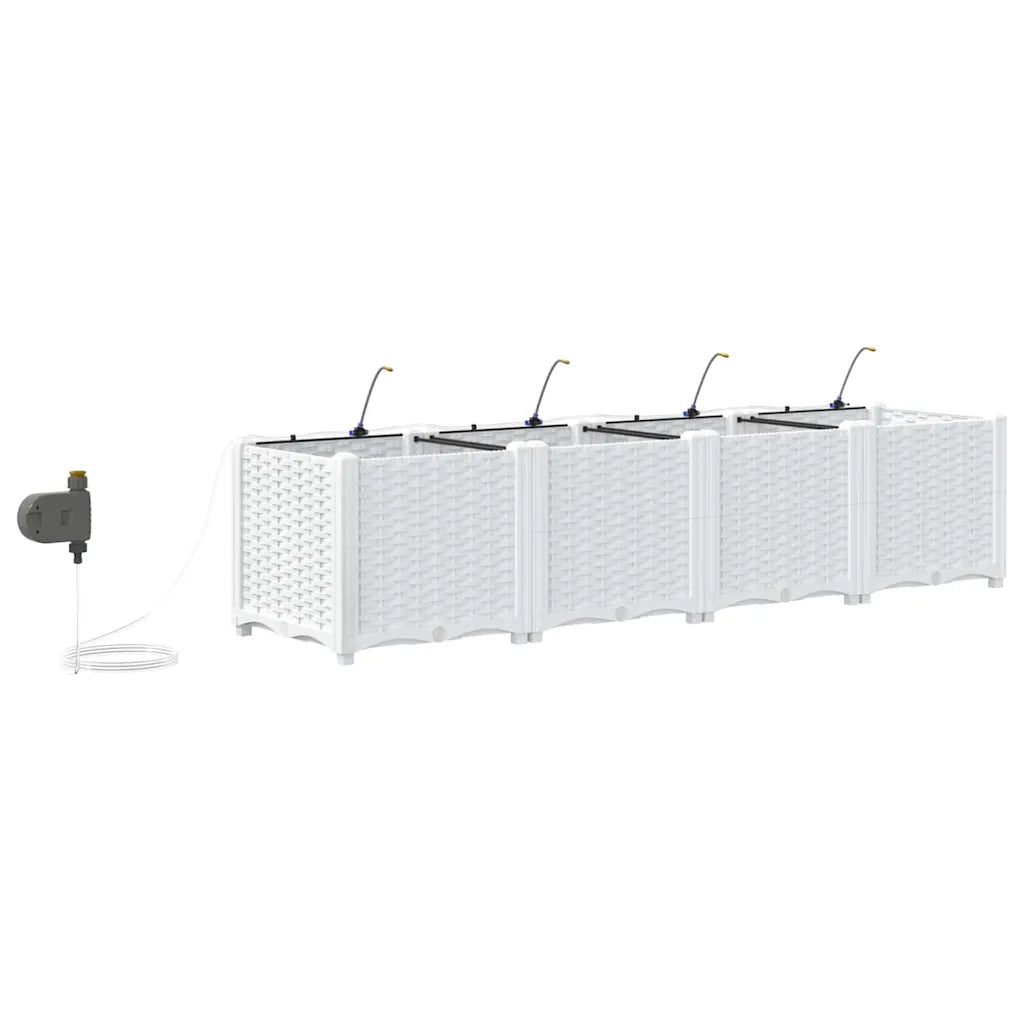 Fioriere | Cassetta per fiori | Vaso da giardino 4 pz Bianco 160 x 40 x 37,5 cm Plastica