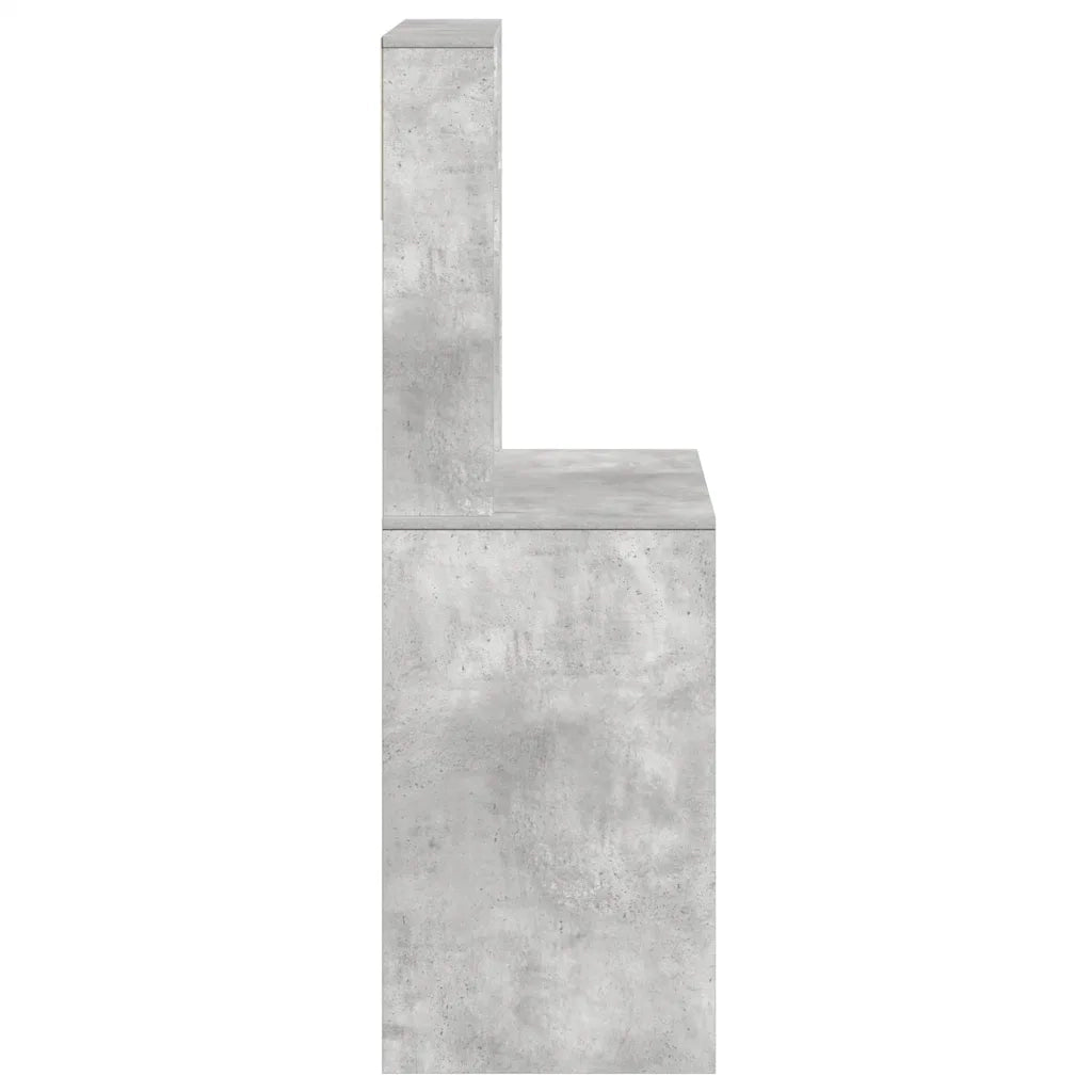 vidaXL Scrivania Mensole Grigio Cemento 100x45x140cm Legno Multistrato