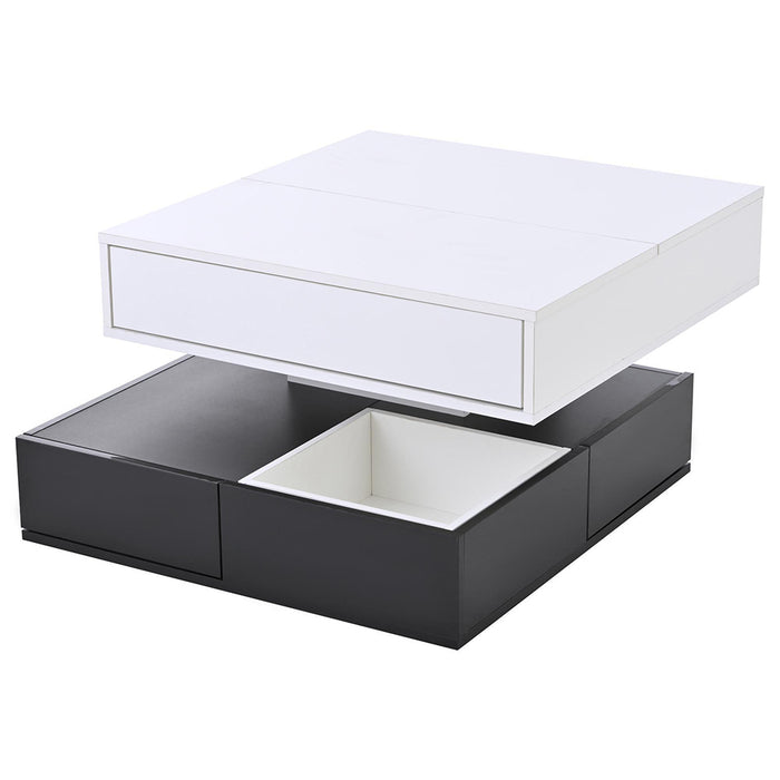 Tavolino geometrico - Xylo - 70x70cm 3 cassetti bianco/nero