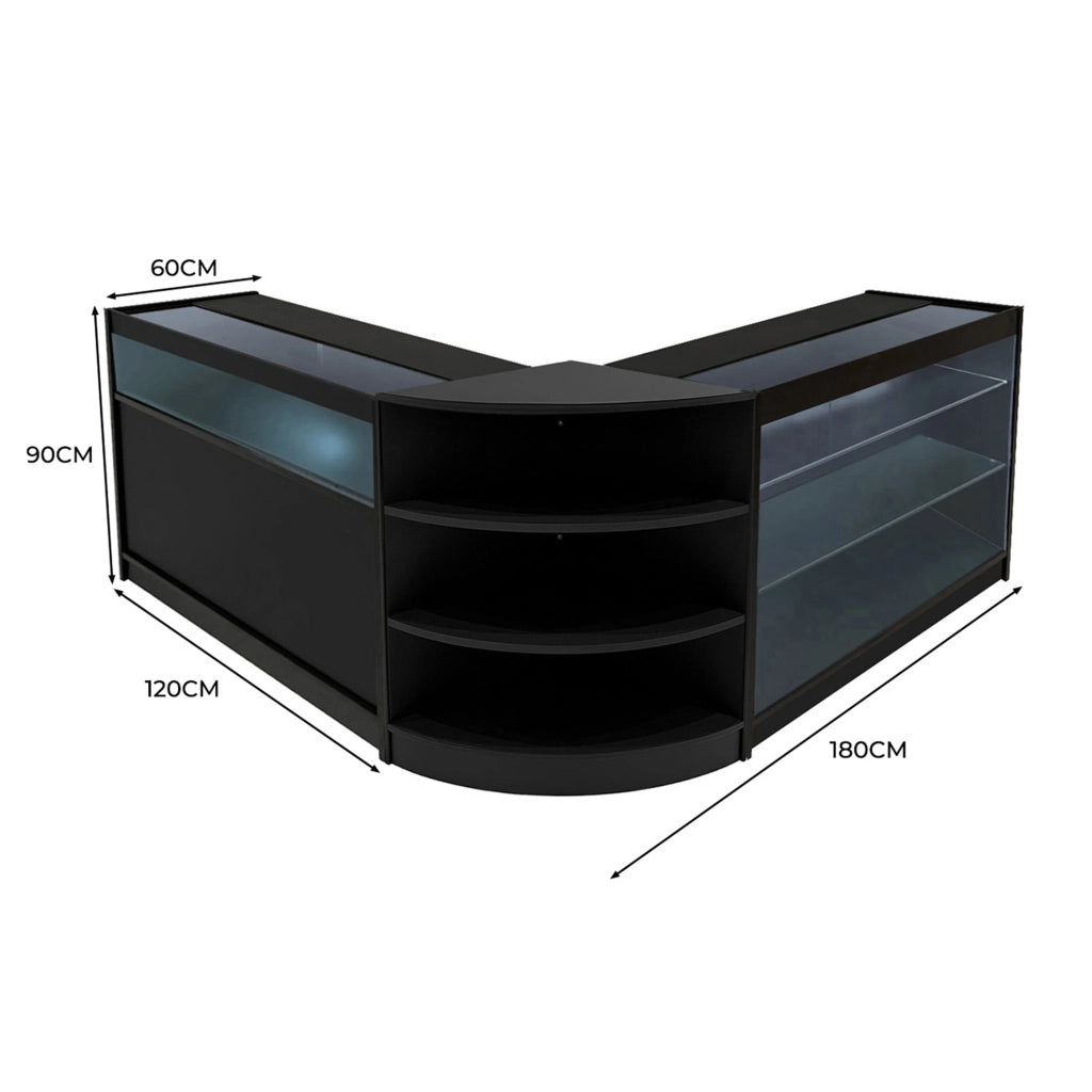 Set Banconi Nero Calliope LED K1200 C1200 LM60 Vetrina con Ante Scorrevoli