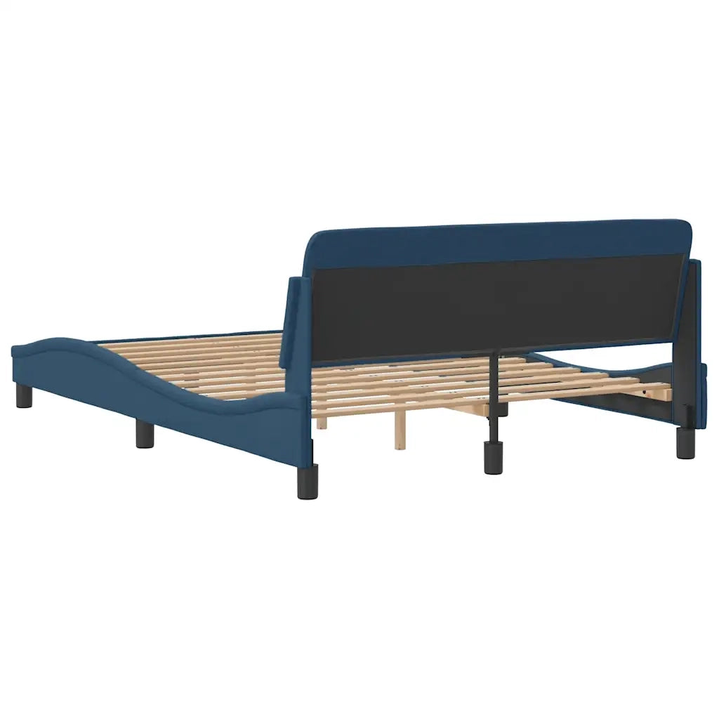 Giroletto con Testiera-Struttura Letto con testiera Dover Blu 140x190 cm Tessuto