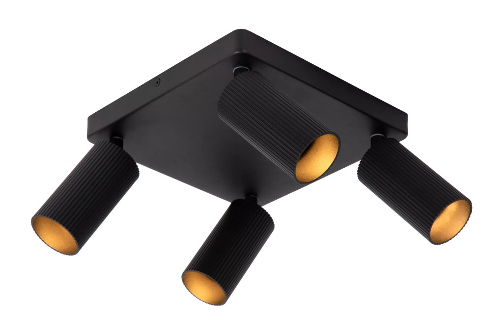 Plafoniera quadrata nera a tubi CLUBS Lucide 4xGU10 40W