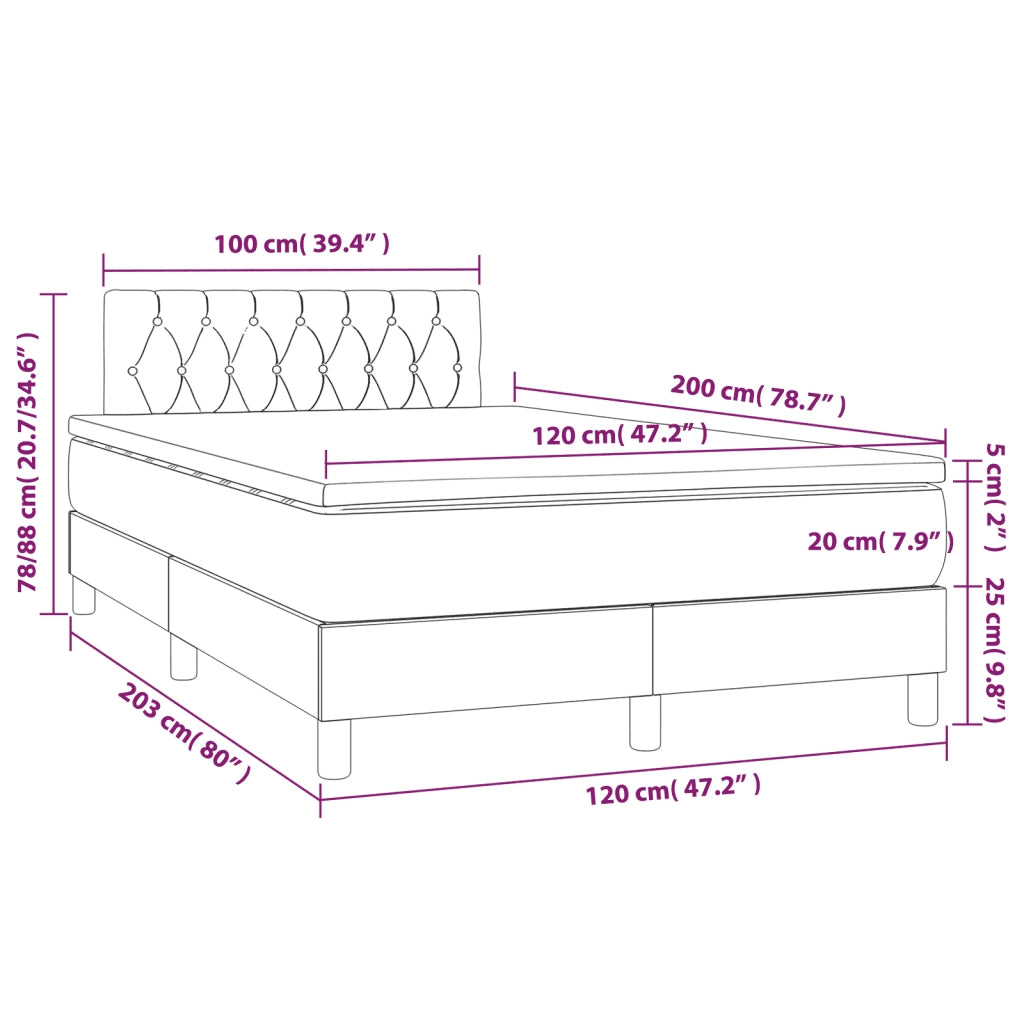 Giroletto a Molle con Materasso Tortora 120x200 cm in Tessuto 3140285