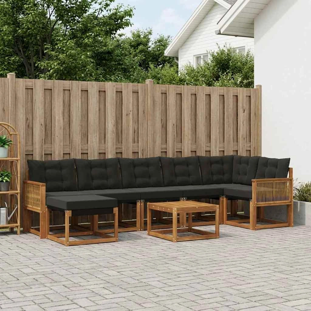 Set di divani da esterno 8 pz Naturale e Nero 3382116