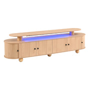 Mobile TV con 4 ante piene e 2 ante scorrevoli; LED ambiente; per soggiorno; in MDF; naturale; 180 × 40 × 48 cm