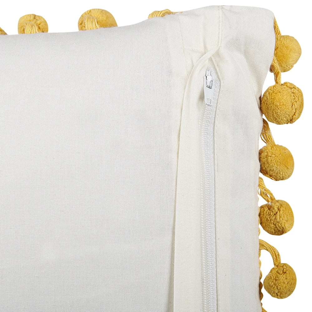 Cuscino decorativo giallo cotone 45 x 45 cm motivo geometrico stampa blocchi stile boho accessori