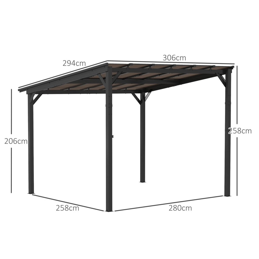 Pergola in metallo con tetto impermeabile ¨C zephmum ¨C 3x3 m, antracite, resistente al vento e ai raggi UV