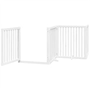 Cancelletto di sicurezza per animali domestici porta pieghevole 12 pannelli legno di pioppo bianco 02_0023128