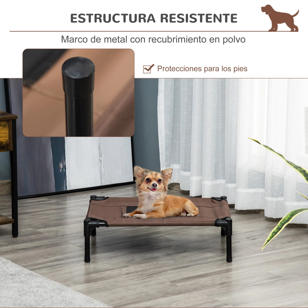 Letto per Cani Gatti Portatile con Zona a Maglia ¨C Zephmum ¨C 61x46x18 cm Marrone