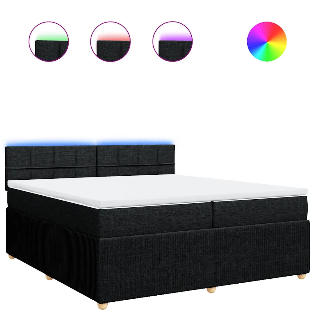 Giroletto a Molle con Materasso Nero 200x200 cm in Tessuto