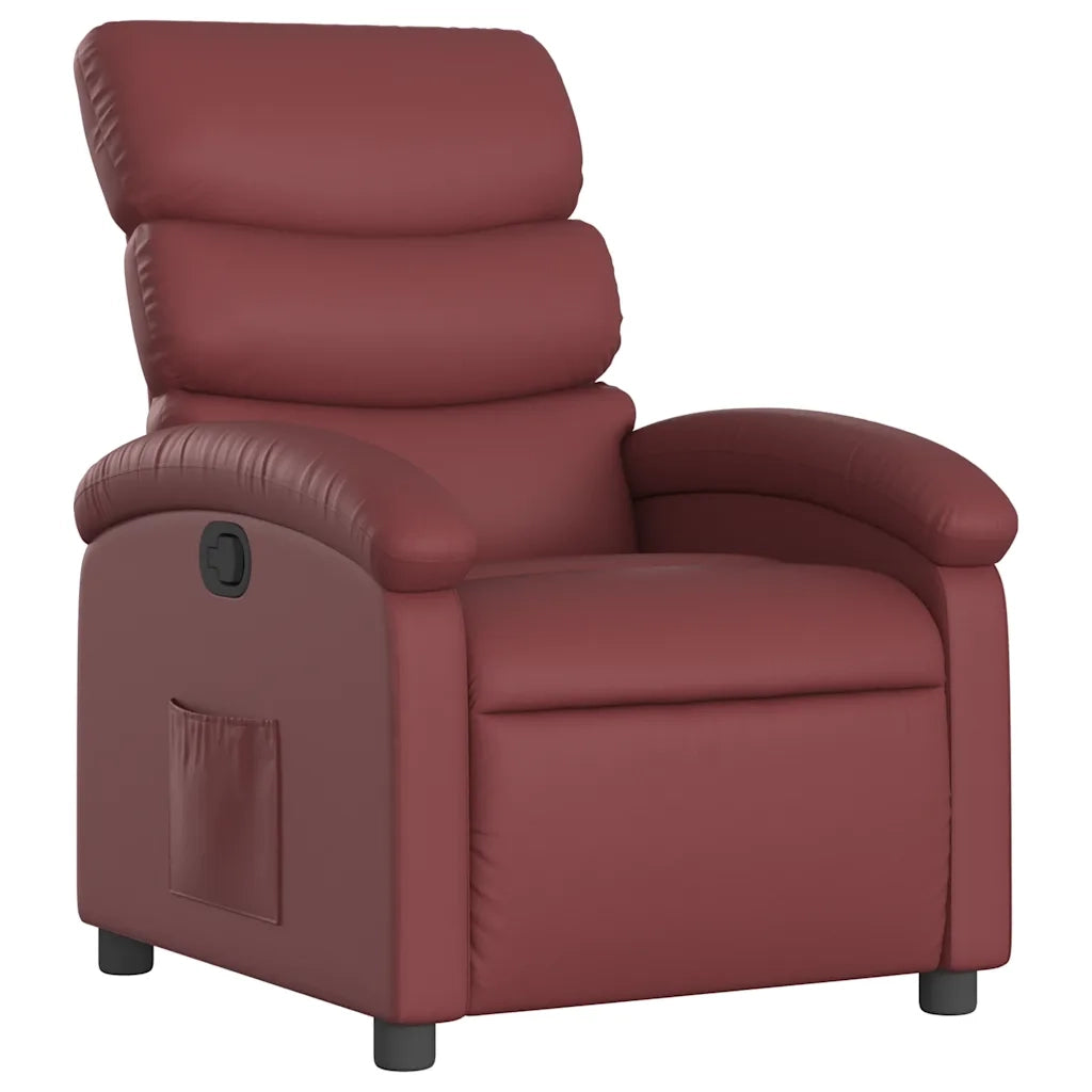 Divano Sedia-Poltrona Reclinabile Rosso Vino in Similpelle 817101