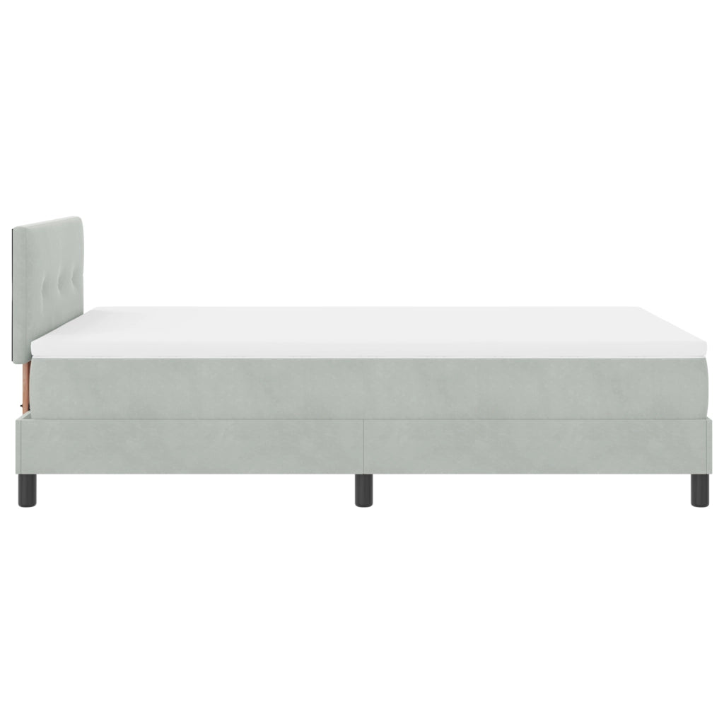 Letto Box Spring con Materasso e Luce LED Grigio Chiaro 120x200 cm Velluto