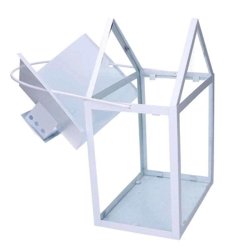 Lanterna metallo 1-3 bianco cm 27x18,2h41/51