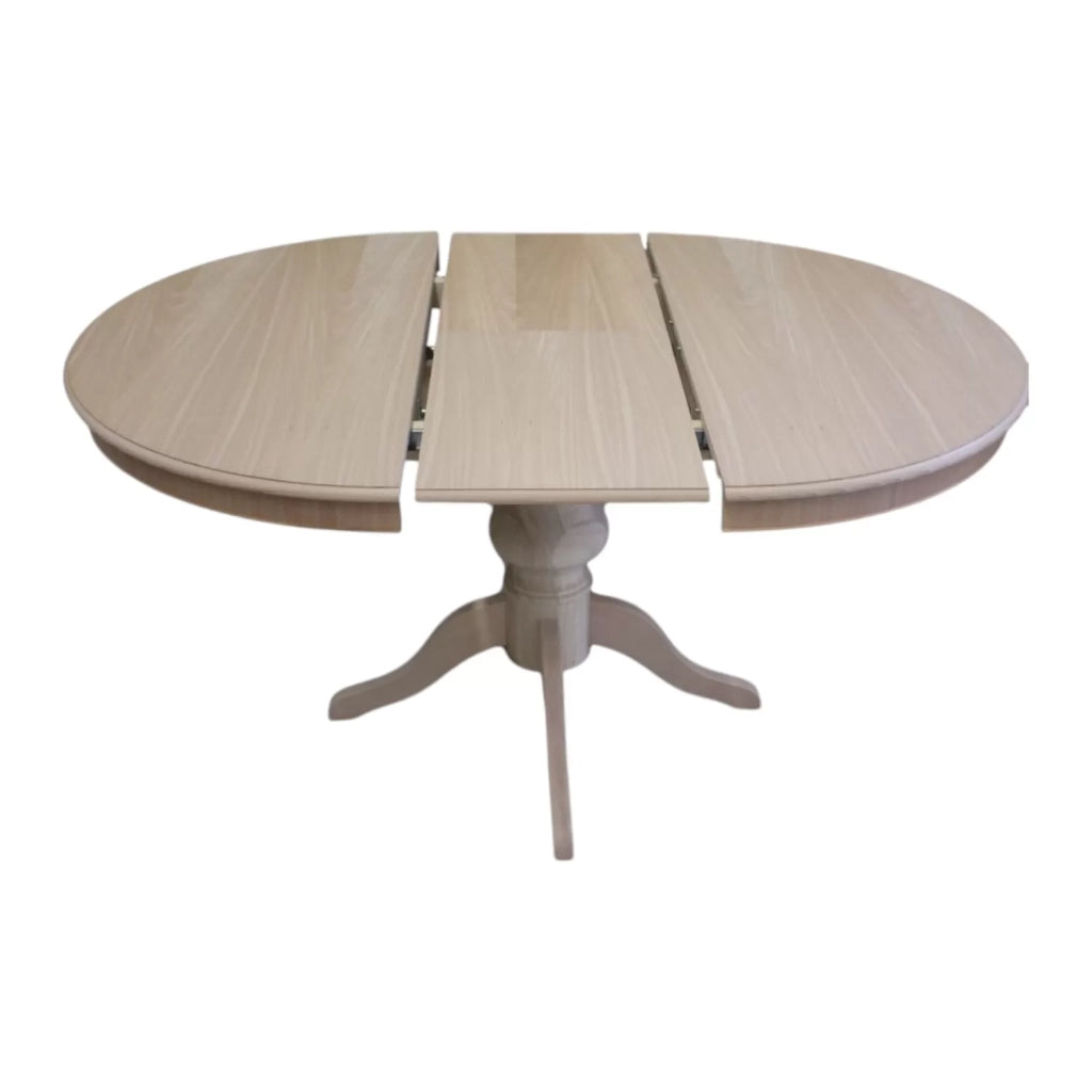 Tavolo rotondo allungabile legno grezzo diametro 120x120h.80 - Mobili 2G