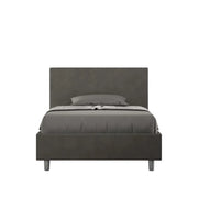 Letto una piazza e mezza con rete imbottito 120x200 microfibra grigio Adele