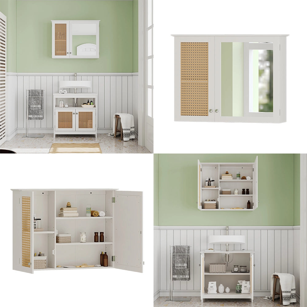 Vicco Specchio contenitore bagno Bianco 68 x 49 cm con 2 porte