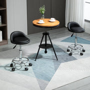 Sgabello con ruote con schienale regolabile in altezza e poggiapiedi set da 2 per ufficio e salone in similpelle nera