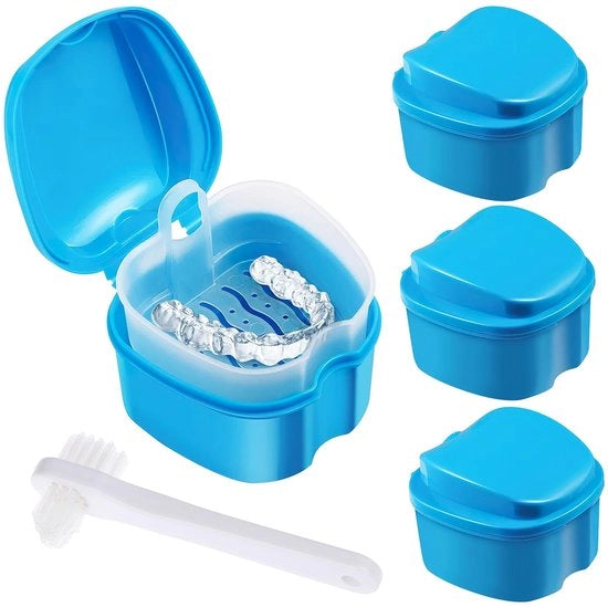 Cassetto per protesi dentale con spazzola da denti - Maniglia antiscivolo - Cassetto lavabile - Realizzato in materiale di alta qualità - Per protesi artificiali - Cassetto per protesi dentale