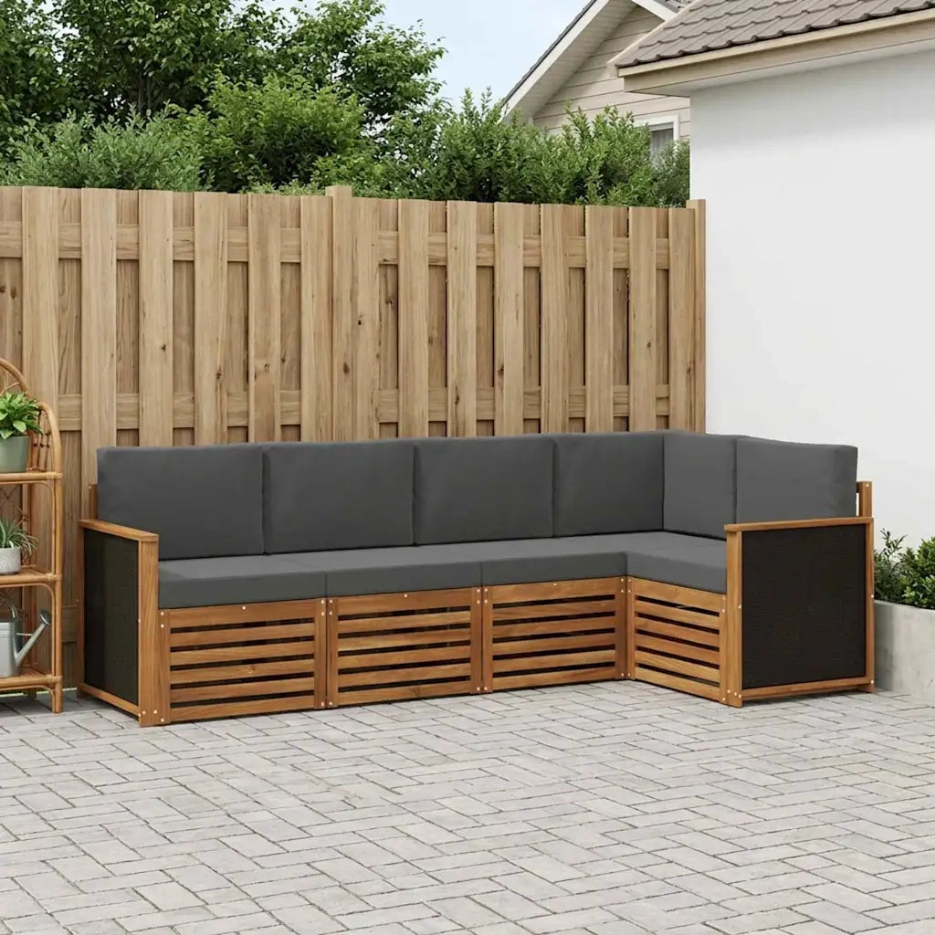 Set divano sezionale con cuscino 4 pcs Naturale e Antracite 3384343