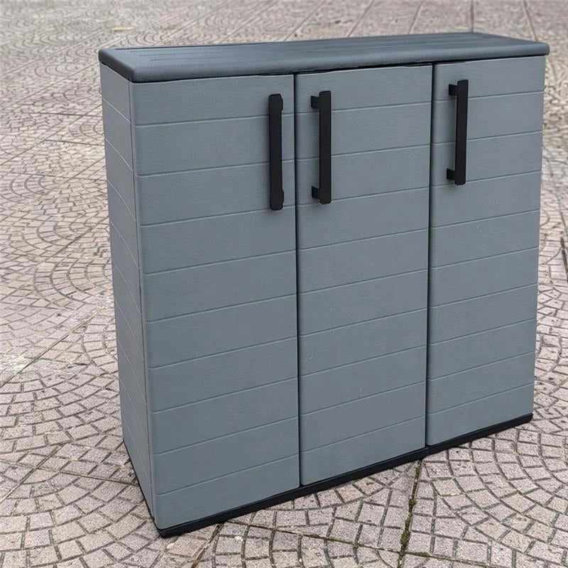 ARMADIO BASSO IN POLIPROPILENE CON 3 ANTE E RIPIANO 102 X 37 X H84 CM