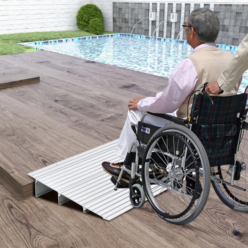 Rampa per soglia porta in alluminio con altezza regolabile, Rampa d'accesso antiscivolo portata 317kg 86,5x41,5x8,5cm-Salute e bellezza