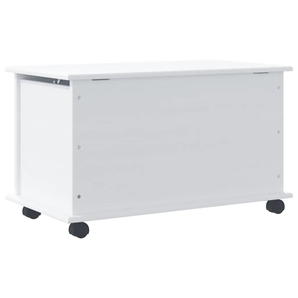 Cassapanca con Ruote-Baule-Armadietto contenitore ALTA Bianca 73x39,5x43 cm Massello di Pino
