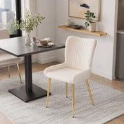 Set di 6 sedie da pranzo in velluto beige con gambe dorate