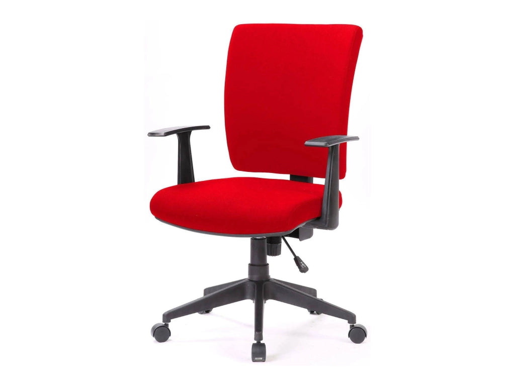 Sedia da ufficio Eulalia, Poltrona direzionale con braccioli, Seduta ergonomica da ufficio, 61x65h98/108 cm, Rosso