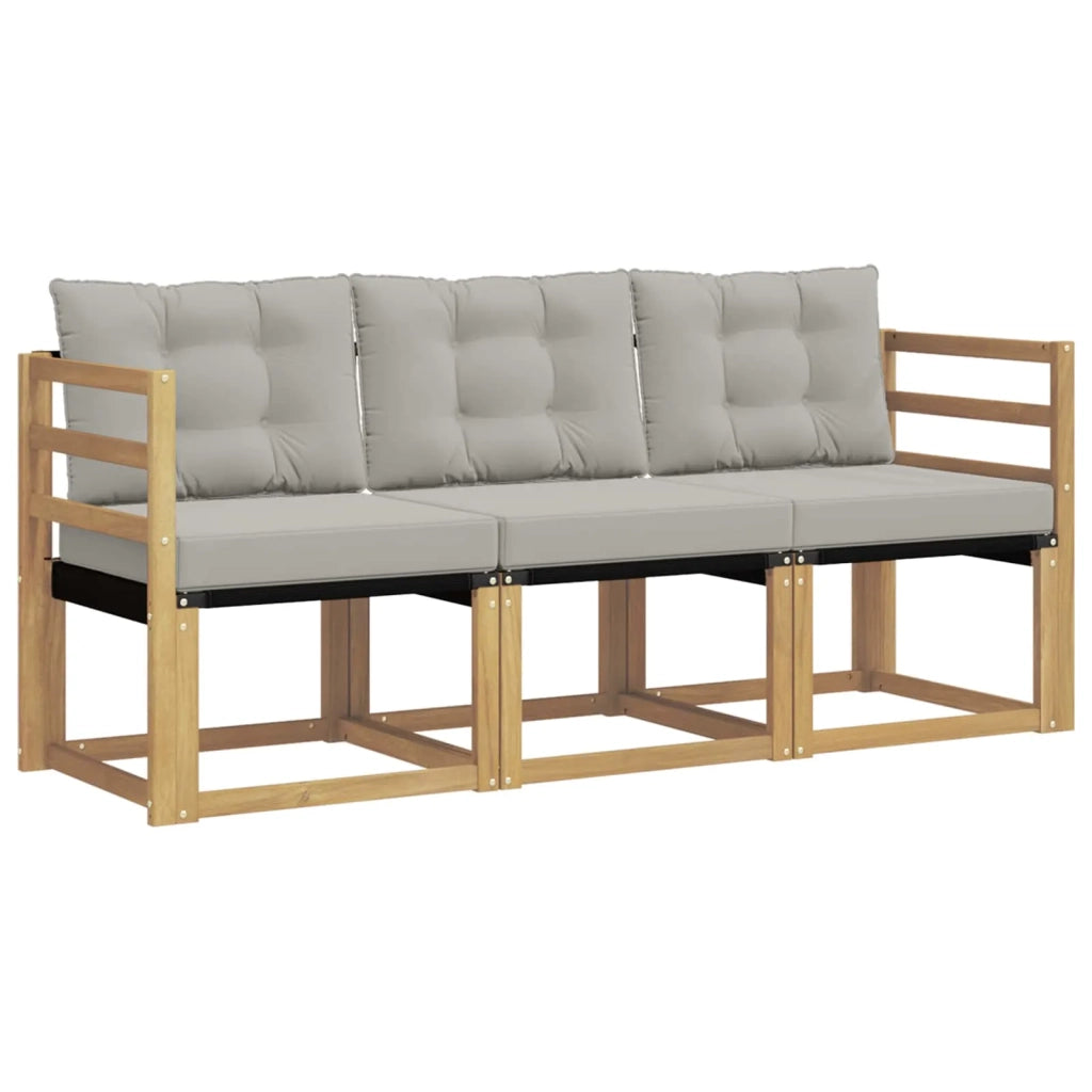 Set di divani da esterno 3 pz Bianco e Grigio Chiaro 3389153