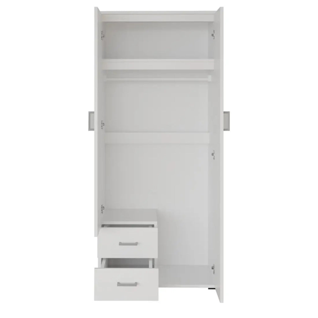 Armadio 2 porte con specchio TOM - Dimensioni H185 x L80 x P52 cm - Colore bianco - Stile design