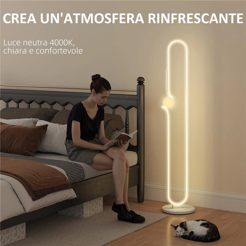 LAMPADA DA TERRA A LED A FORMA DI NOTA MUSICALE CON LUMINOSITÓ REGOLABILE E PEDALE, 28X28X145 CM, BIANCO