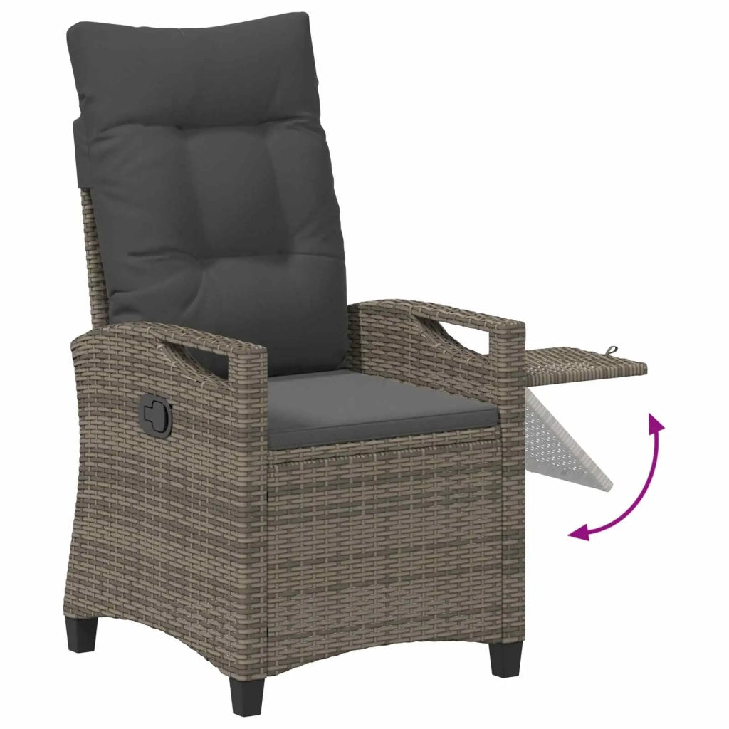 Sedia da giardino reclinabile Grigio e Grigio Scuro polyrattan