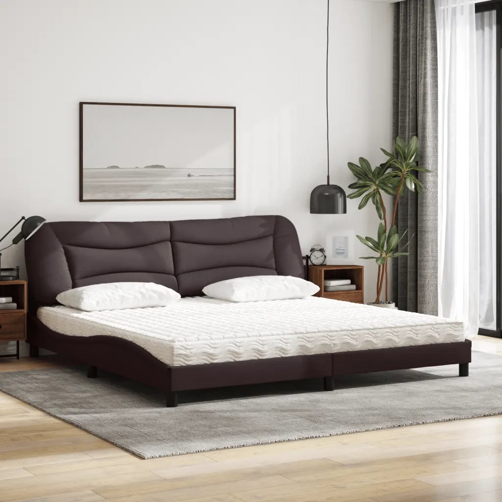 Letto con Materasso Hvar Marrone Scuro 200x200 cm in Tessuto 3208558