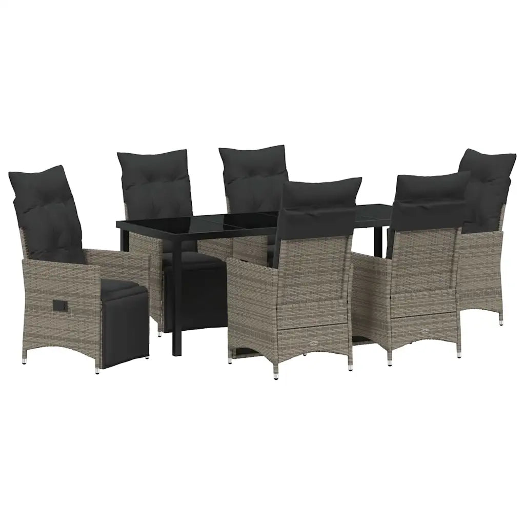 Set da Pranzo per Giardino con cuscino 7 pcs Grigio polyrattan 3379581