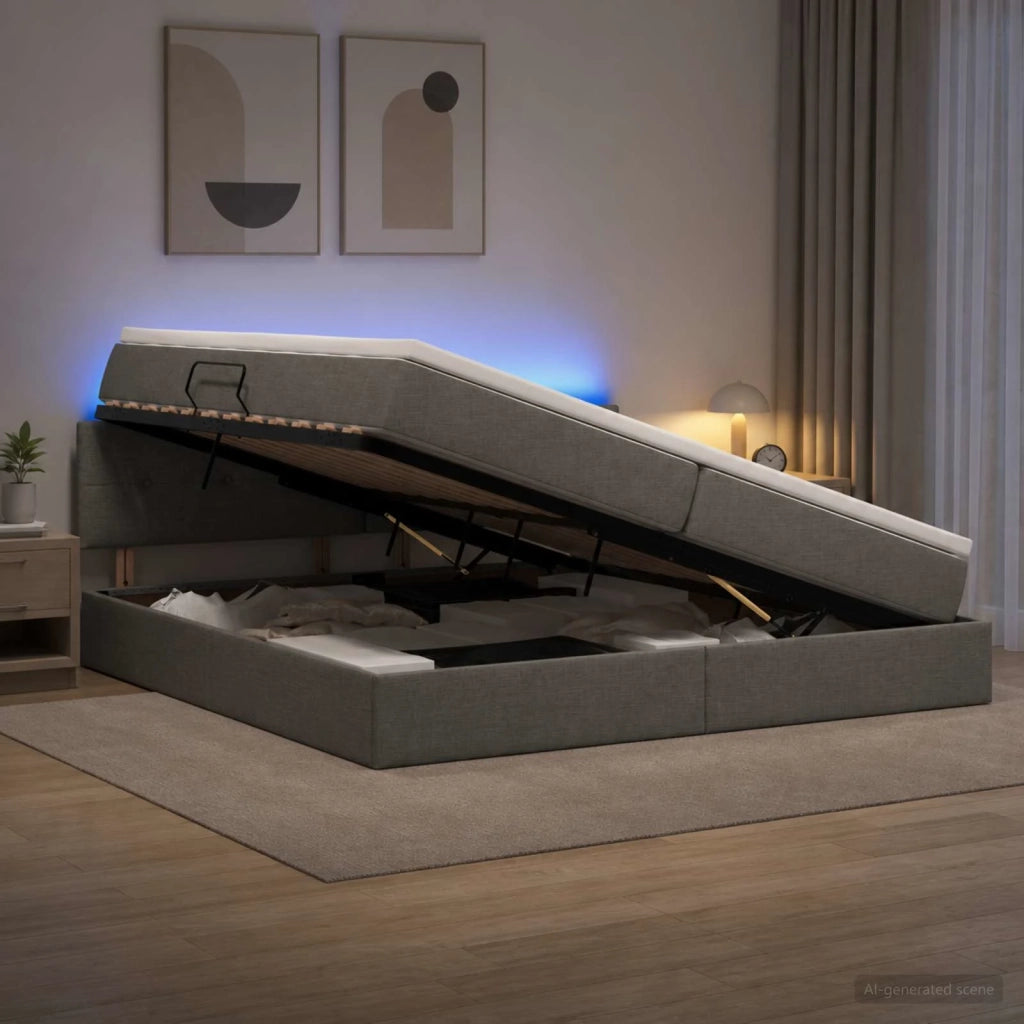 Letto con contenitore LED e materasso Grigio Scuro 200 x 200 cm 3459085