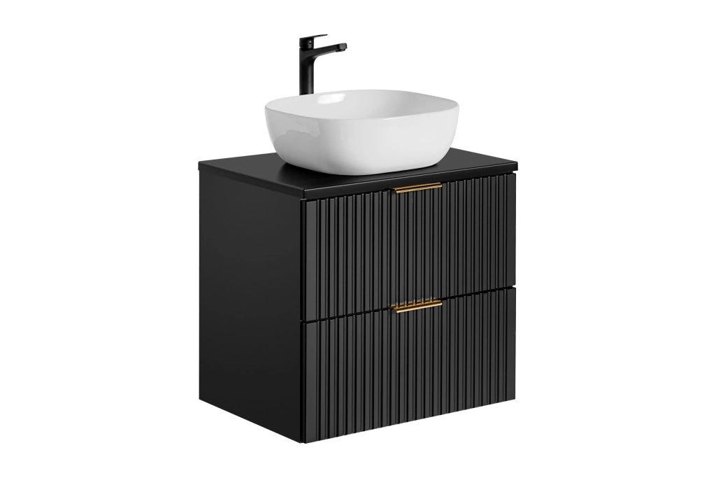 Set mobili bagno 60 cm con lavabo da appoggio Adel Black 60 cm