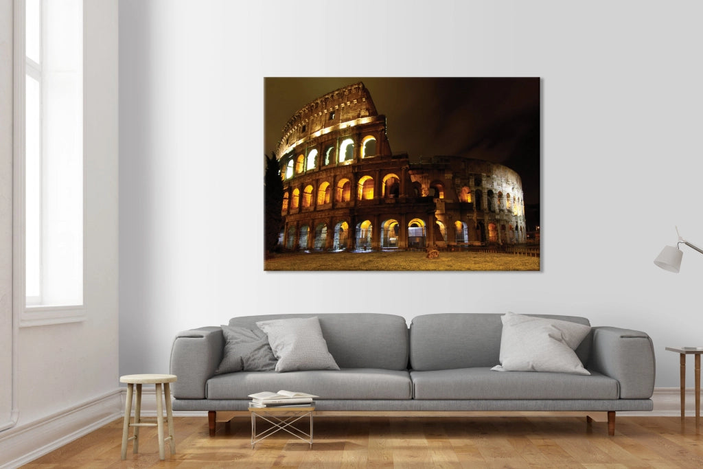 Colosseo Roma night - Quadro Canvas su telaio in legno Misura: 70X50 cm