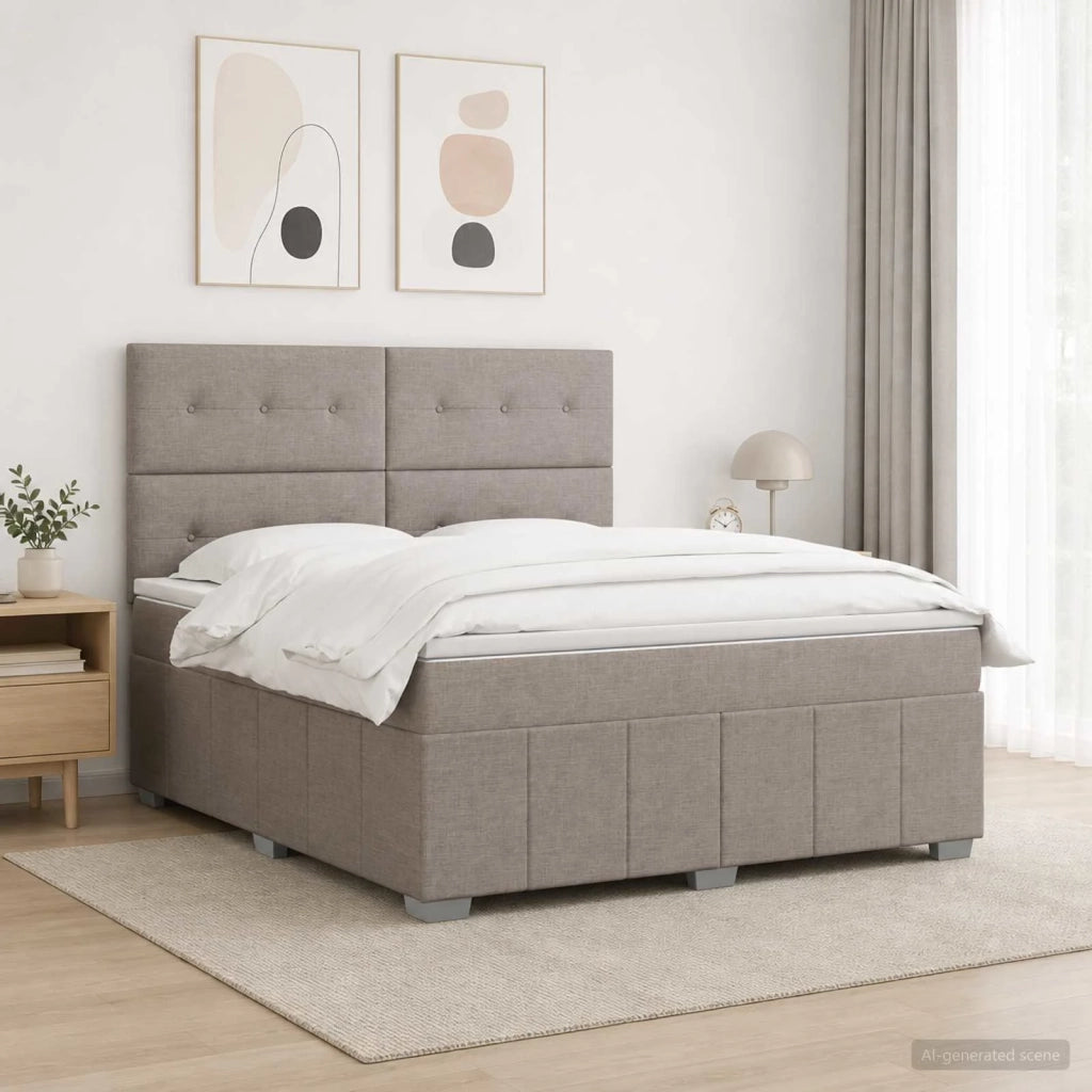 Letto box spring con materasso Tortora 140 x 200 cm Tessuto 3454159