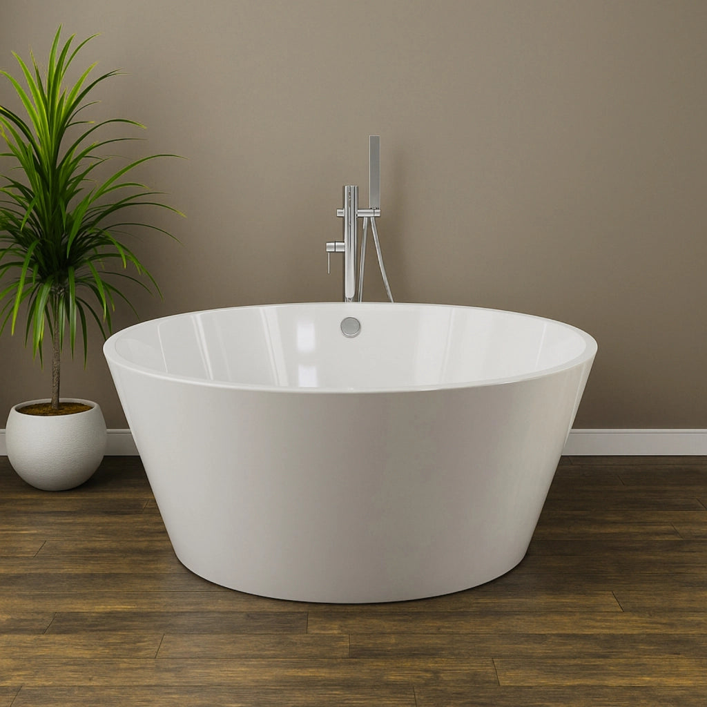 Vasca da bagno free standing tonda acrilico bianco lucido cm Ø 145 x h 58 cm