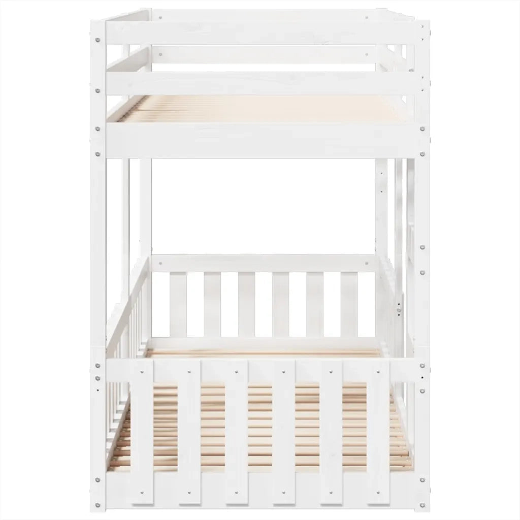 Letto a Castello Bianco 80x200 cm in Legno Massello di Pino 3308587