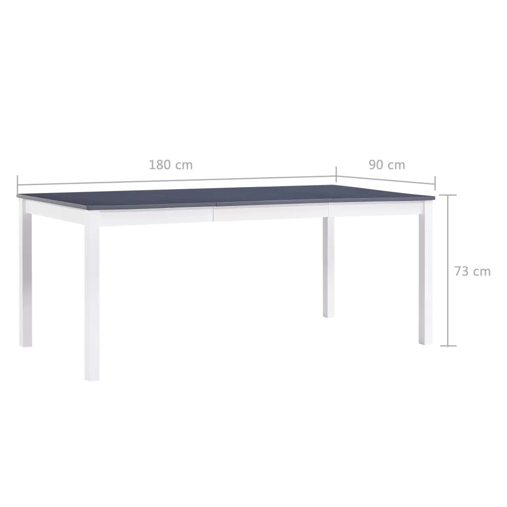 Tavolo da Pranzo | Tavolo da cucina Bianco e Grigio 180x90x73 cm in Legno di Pino