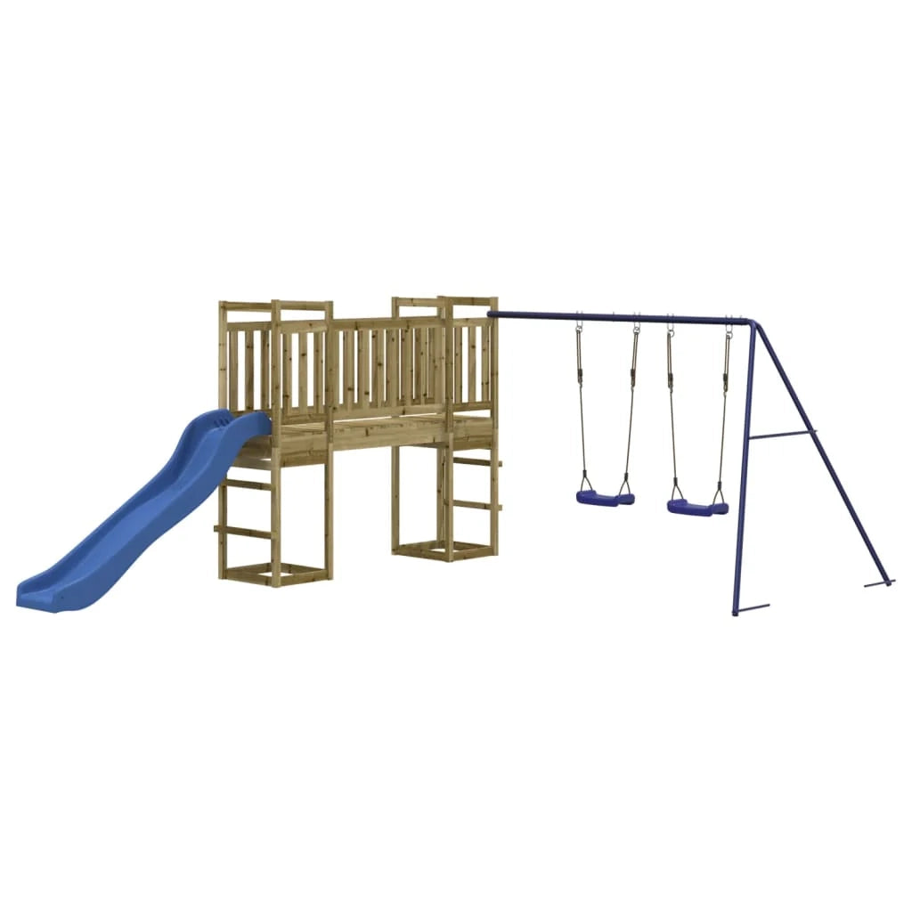 Altalene per parco giochi all'aperto scivolo altalene robuste giochi da giardino 308 x 467 x 169 cm legno di pino impregnato 02_0004822